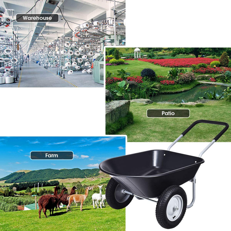 Load image into Gallery viewer, Goplus Dual Wheel Wheelbarrow, Heavy Duty Garden Cart, 330 lbs Capacity Utility Cart - GoplusUS

