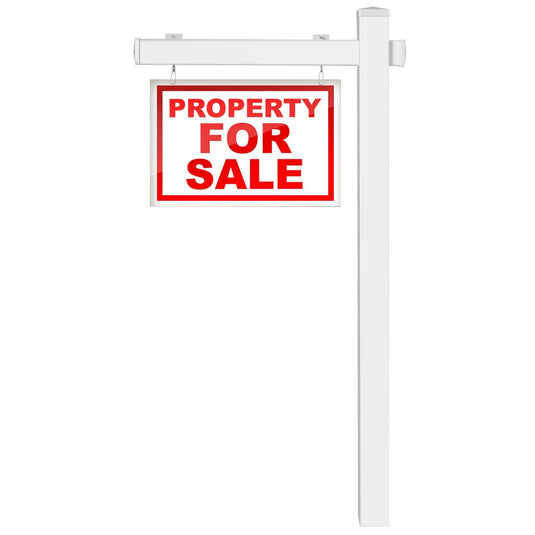 Goplus Vinyl UPVC Real Estate Sign Post, 6 Ft Realtor Yard Sign Post for Open - GoplusUS