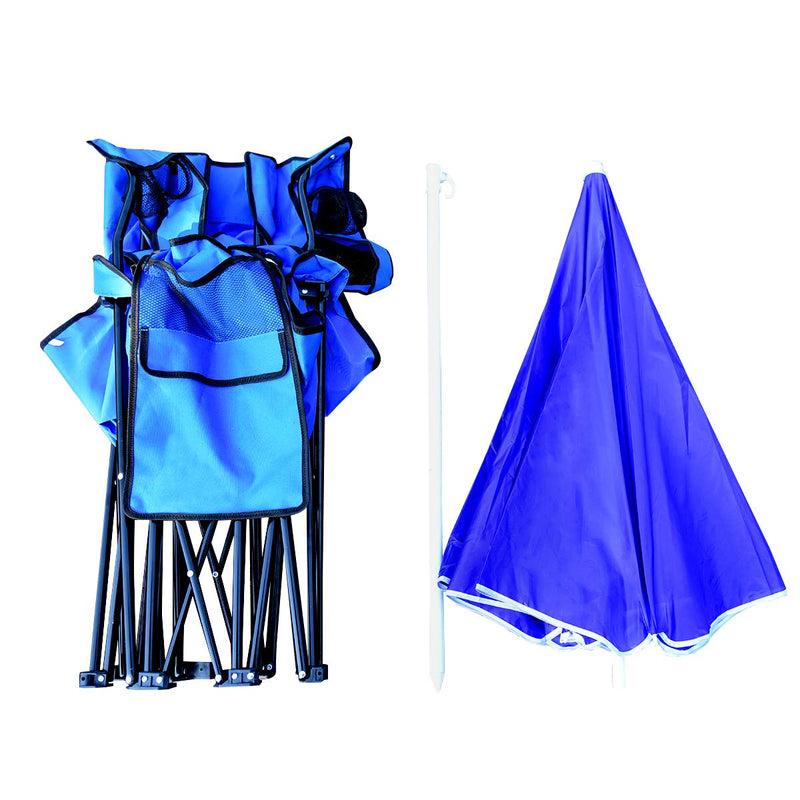 Load image into Gallery viewer, Double Folding Picnic Chairs Umbrella Mini Table Beverage Holder Carrying Bag - GoplusUS
