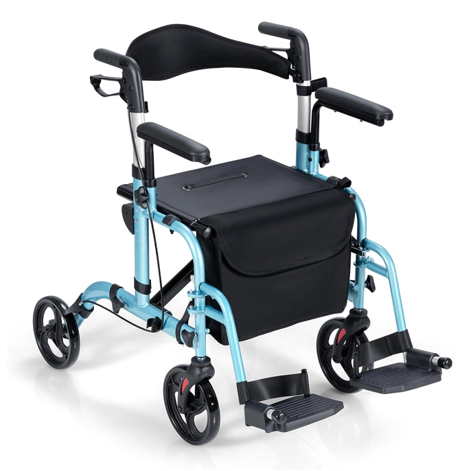 Load image into Gallery viewer, Goplus 2 in 1 Folding Rollator Walker, 4 Wheel Medical Walker with Seat - GoplusUS
