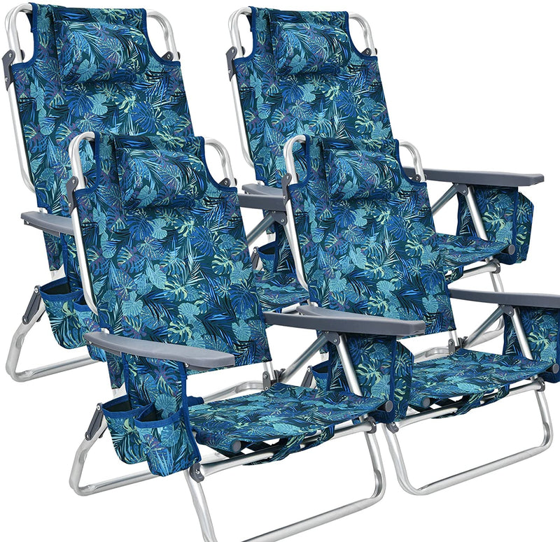 Load image into Gallery viewer, Backpack Beach Chairs, 4 Pcs Portable Camping Chairs with Cool Bag and Cup Holder - GoplusUS
