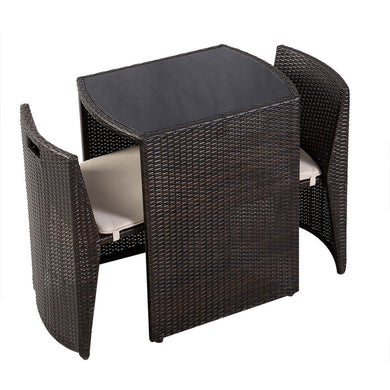 Wicker Bistro Set, Rattan Furniture Set 3 Piece Dining Table