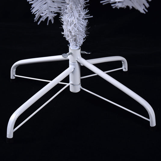 White Christmas Tree with Solid Metal Legs Perfect for Holiday Indoor and Outdoor Decoration