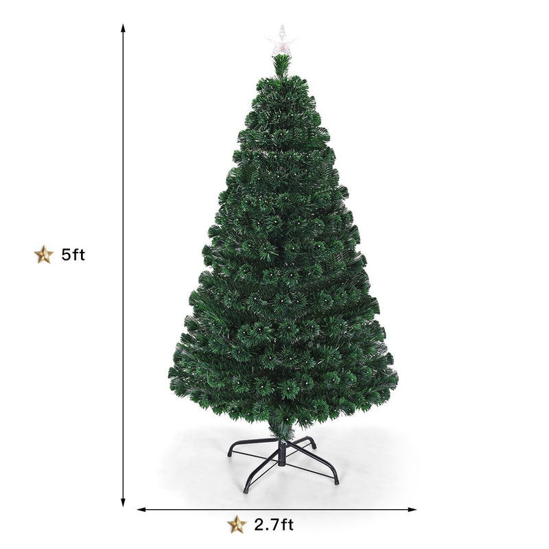 Load image into Gallery viewer, Artificial Christmas Tree Pre-Lit Optical Fiber Tree 8 Flash Modes - GoplusUS
