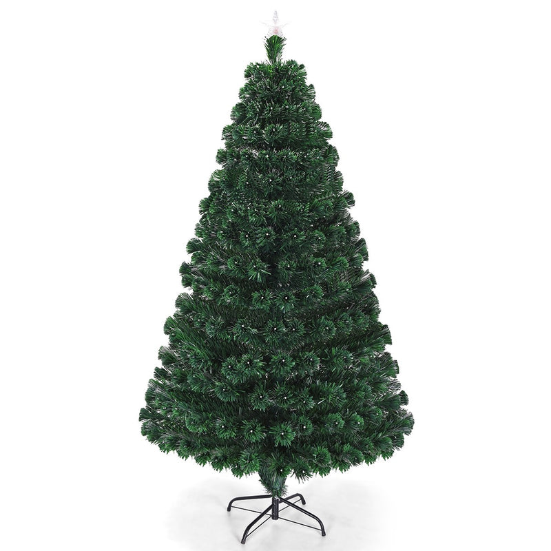 Load image into Gallery viewer, Artificial Christmas Tree Pre-Lit Optical Fiber Tree 8 Flash Modes - GoplusUS
