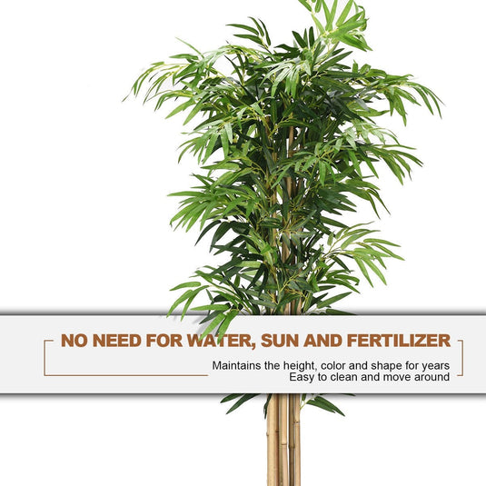 Fake Bamboo Tree Artificial Greenery Plants in Nursery Pot Decorative Trees for Home - GoplusUS