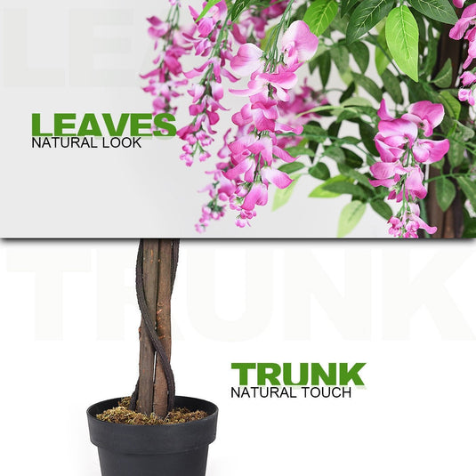 6FT Fake Wisteria Tree Artificial Greenery Plants in Nursery Pot Decorative Trees for Home - GoplusUS
