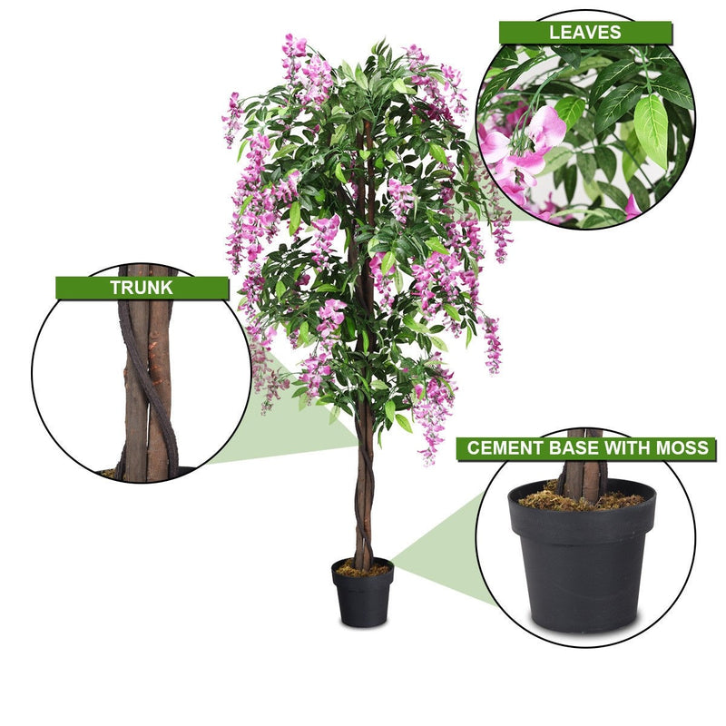Load image into Gallery viewer, 6FT Fake Wisteria Tree Artificial Greenery Plants in Nursery Pot Decorative Trees for Home - GoplusUS
