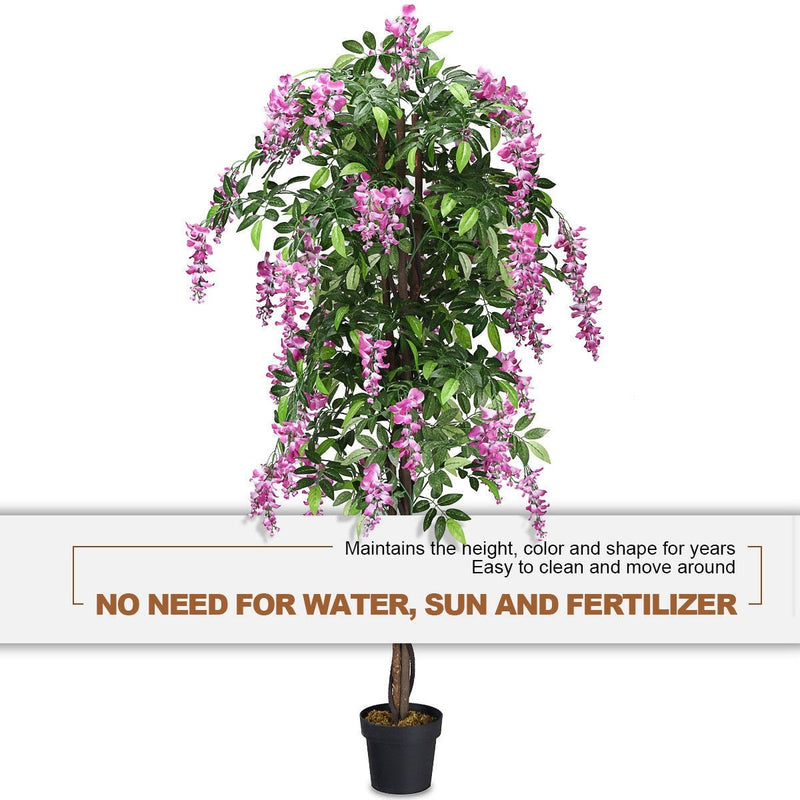 Load image into Gallery viewer, 6FT Fake Wisteria Tree Artificial Greenery Plants in Nursery Pot Decorative Trees for Home - GoplusUS
