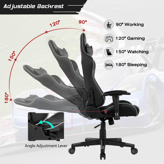 Gaming Chair, Massage Office Chair Computer Gaming Racing Chair - GoplusUS