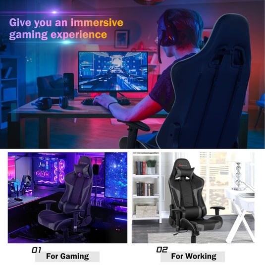 Gaming Chair, Massage Office Chair Computer Gaming Racing Chair - GoplusUS
