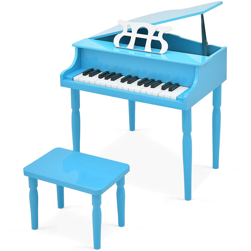 Load image into Gallery viewer, Goplus 30-Key Classical Kids Piano, Mini Grand Piano Wooden Learn-to-Play Musical Instrument Toy with Bench (4 Straight Leg-Black)
