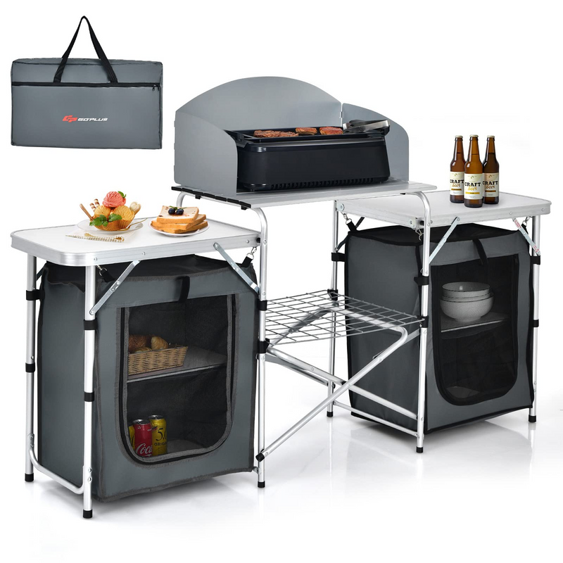 Load image into Gallery viewer, Goplus Folding Camping Kitchen Table with Storage - GoplusUS
