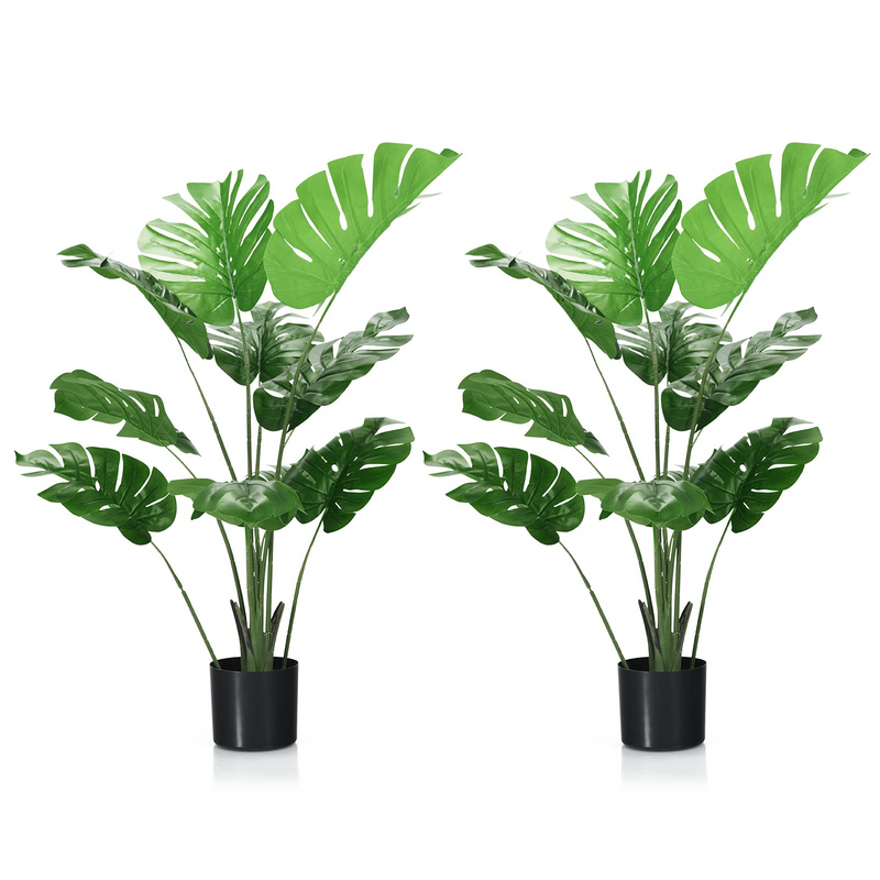 Load image into Gallery viewer, Goplus Artificial Monstera Deliciosa Plant, 4ft Tall Fake Tropical Palm Tree w/10 Pcs Different Turtle Leaves - GoplusUS
