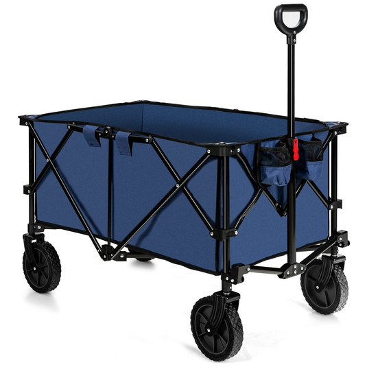 Goplus Collapsible Wagon, Folding Utility Wagon Cart w/Universal Wheels & Adjustable Handle & Cover Bag - GoplusUS