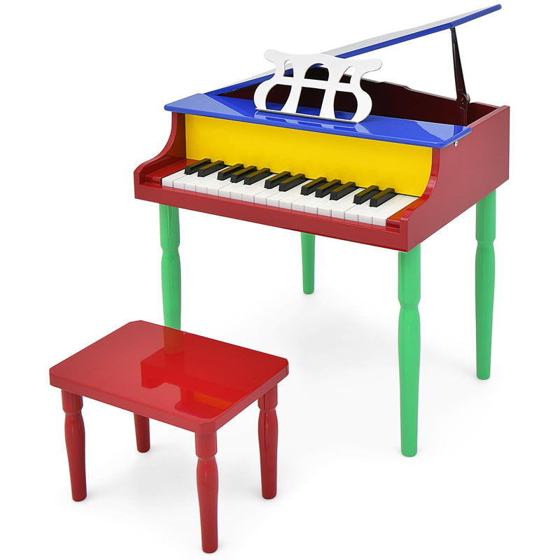 Load image into Gallery viewer, Goplus 30-Key Classical Kids Piano, Mini Grand Piano Wooden Learn-to-Play Musical Instrument Toy with Bench (4 Straight Leg-Black)
