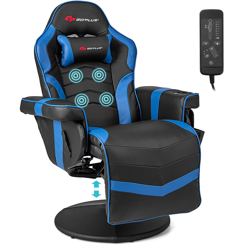 Load image into Gallery viewer, Height Adjustable Massage Video Game Chair with Retractable Footrest - Goplus
