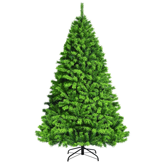 Goplus Snow Flocked Christmas Tree, Artificial Hinged Pine Tree - GoplusUS
