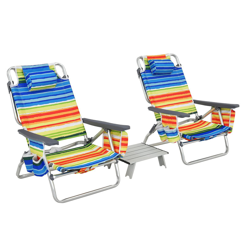 Load image into Gallery viewer, Backpack Beach Chairs, 3 Pcs Portable Camping Chairs with Cool Bag and Cup Holder - GoplusUS
