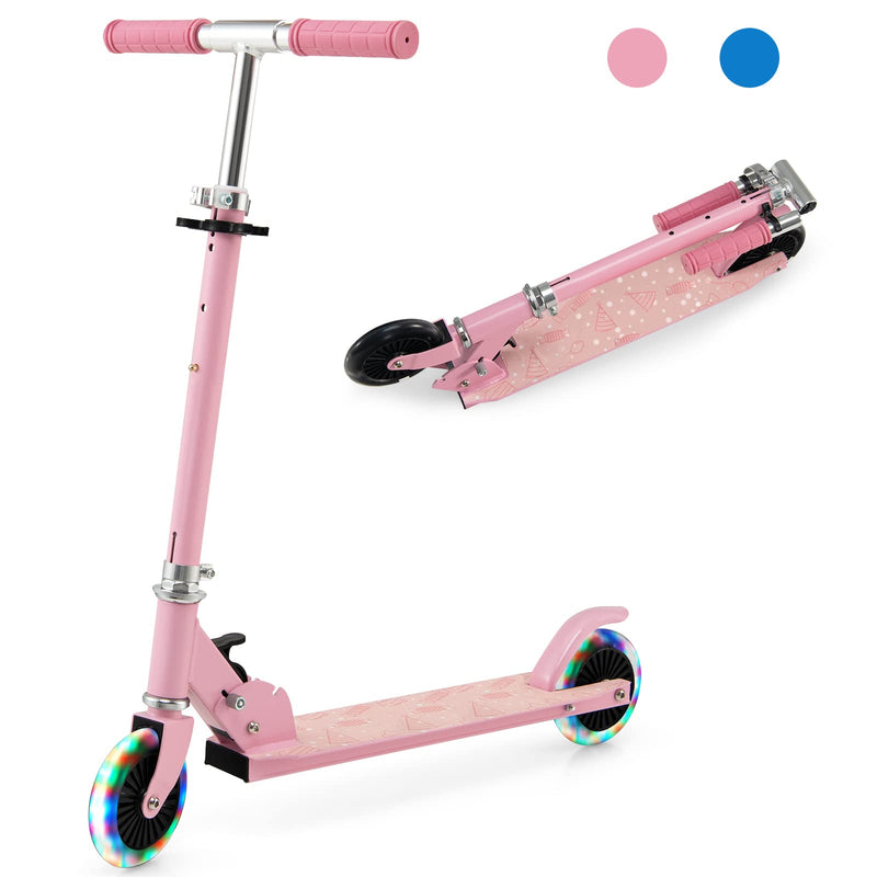 Load image into Gallery viewer, Goplus Folding Kick Scooter for Kids, 2 Light Up Flashing Wheels Scooter W/ 3 Adjustable Heights, Rear Brake System - GoplusUS
