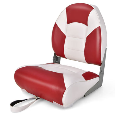 Goplus Low Back Boat Seat, Folding Fishing Seat with Thickened High-density Sponge Padding - GoplusUS