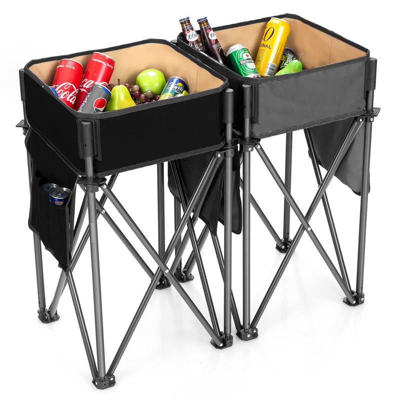 Load image into Gallery viewer, Goplus 2 PCS Folding Camping Tables, Portable Picnic Tables with Large Capacity Storage Sink - GoplusUS
