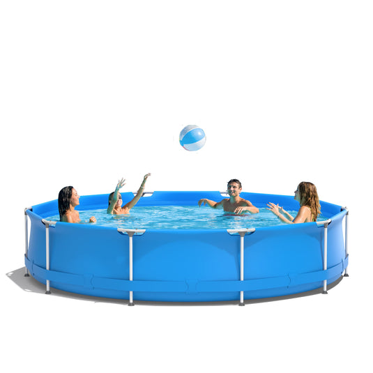Above Ground Swimming Pool, 12ft x 12ft x 30inch Outdoor Steel Frame Pool - GoplusUS
