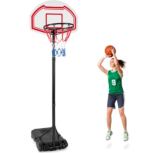 Goplus Portable Basketball Hoop, 6.4-8.7 FT Height Adjustable Basketball System with 2 Nets - GoplusUS
