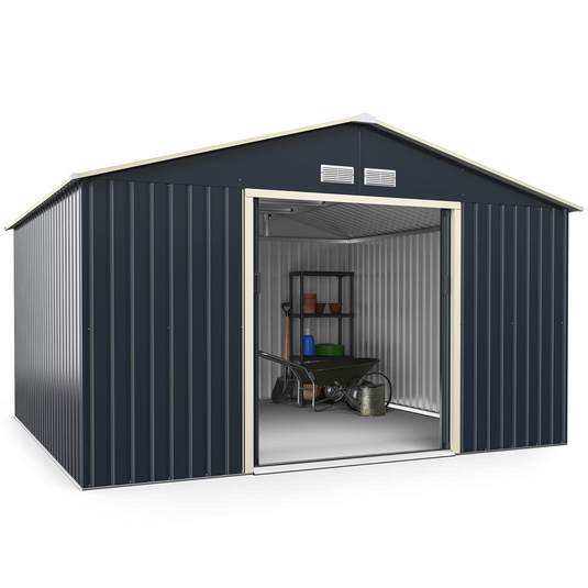 Goplus Storage Shed, Metal 11' X 10' Outdoor Building Organizer - GoplusUS