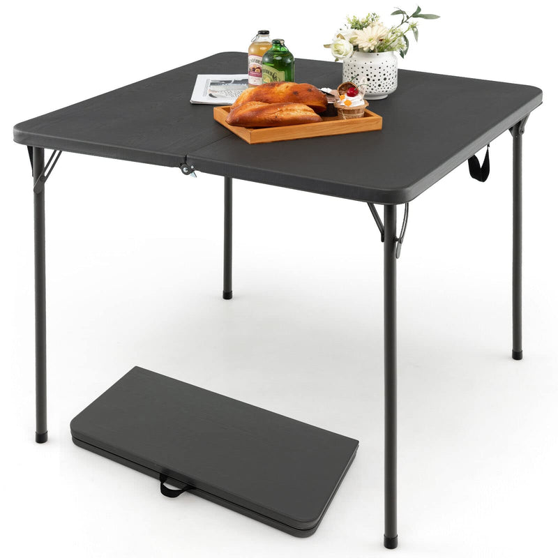 Load image into Gallery viewer, Goplus 34&quot; Square Folding Table, Foldable Plastic Card Table, Portable Fold Up Table w/Handle, White Outdoor Utility Bi-Folding Commercial Table for Picnic - GoplusUS
