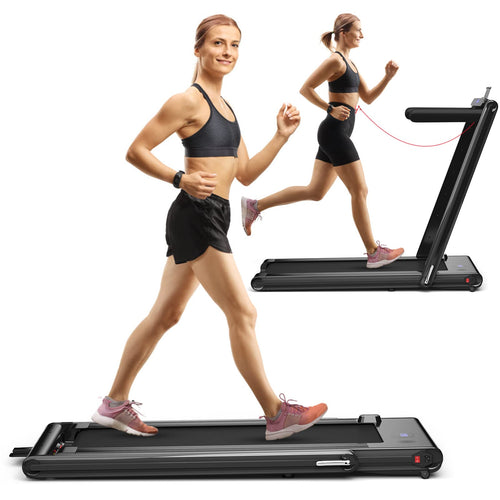 Goplus 2-in-1 Folding Treadmill, 2.25HP Electric Under Desk Treadmill W/LED Display - GoplusUS