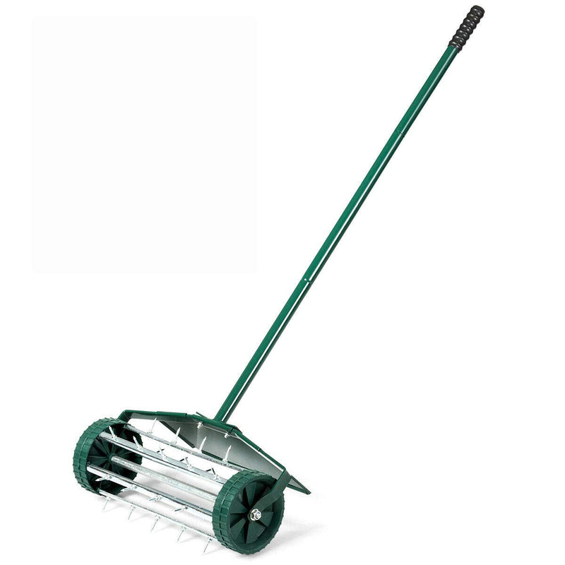 Load image into Gallery viewer, Lawn Aerator 18-inch Garden Yard Rotary Push Tine Heavy Duty Spike Soil Aeration, 40.5-in Handle (Green w/Fender) - GoplusUS
