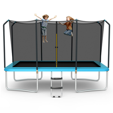 Goplus 8FT x 14FT Rectangular Trampoline, 440LBS Bearing Recreational Trampolines w/ Enclosure Net & Non-Slip Ladder - GoplusUS
