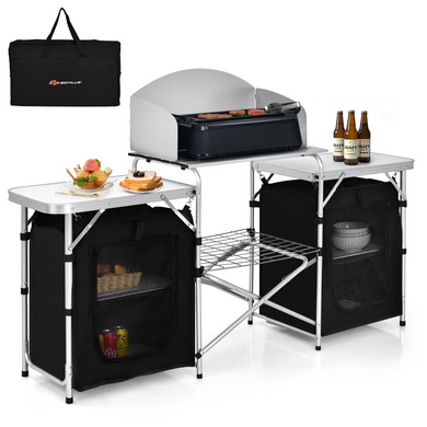 Goplus Folding Camping Kitchen Table with Storage - GoplusUS