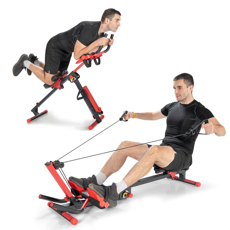 Load image into Gallery viewer, 4 in 1 Folding Rowing Machine, AB Crunch Workout Machine w/3-Level Angle &amp; Adjustable Tension - GoplusUS
