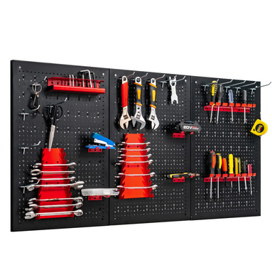 Goplus Pegboard Wall Organizer, 4ft Metal Garage Pegboard Tool Organizer - GoplusUS
