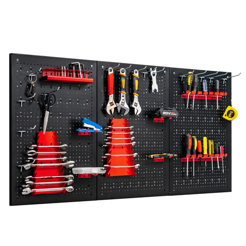 Goplus Pegboard Wall Organizer, 4ft Metal Garage Pegboard Tool Organizer - GoplusUS