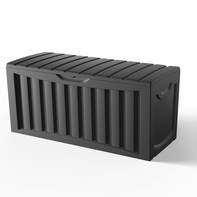 Load image into Gallery viewer, Goplus 90 Gallon Deck Box, Outdoor Resin Storage Box with Lockable Lid for for Cushions &amp; Patio Furniture - GoplusUS
