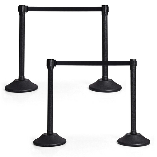 2Pcs Stanchion Post, Crowd Control Rope Barrier with 6.3 Foot Retractable Belt - GoplusUS