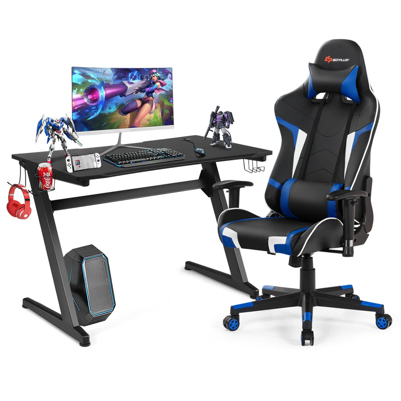 Load image into Gallery viewer, Goplus Gaming Desk &amp; Chair Combo Set, Racing Style Home Office Chair &amp; Desk w/Cup Holder, Headphone Hook &amp; Mouse Pad - GoplusUS
