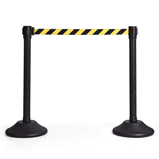 2Pcs Stanchion Post, Crowd Control Rope Barrier with 6.3 Foot Retractable Belt - GoplusUS