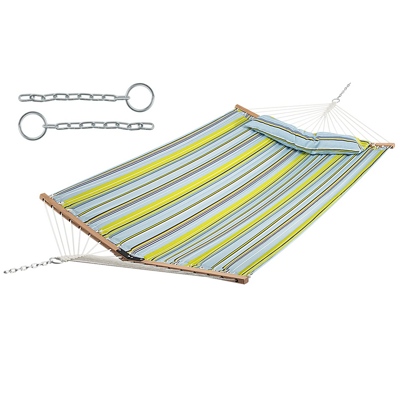 Load image into Gallery viewer, Goplus 10.5 FT Hammock, Quilted 2 Person Hammock w/Detachable Pillow, 495LBS Capacity - GoplusUS
