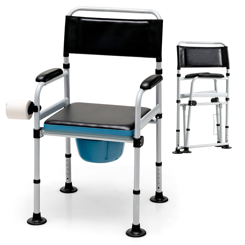 Load image into Gallery viewer, Goplus 4-in-1 Bedside Commode, Folding Toilet Bedside Shower Chair with Detachable Bucket - GoplusUS
