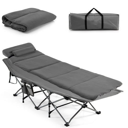 Goplus Camping Cot, Folding Camping Cot with Mattress, Pillow - GoplusUS