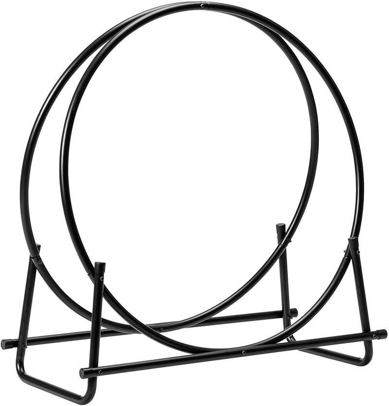Load image into Gallery viewer, 41 Inch Firewood Log Hoop, Tubular Steel Log Holder, Heavy Duty Wood Storage Rack for Outdoor &amp; Indoor, Fireplace Pit - GoplusUS
