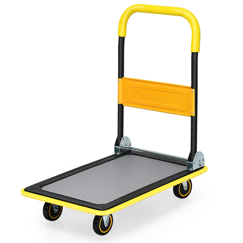 Load image into Gallery viewer, Folding Platform Cart, 330LBS Rolling Flatbed Cart Hand Platform Truck Push Dolly for Loading, Yellow - GoplusUS
