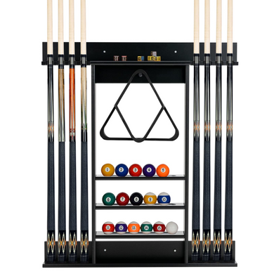 Goplus Pool Cue Rack, Wall Mounted Billiard Stick Holder, Made of Solid Pine Wood - GoplusUS