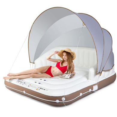 Goplus Inflatable Pool Float with Canopy, 71