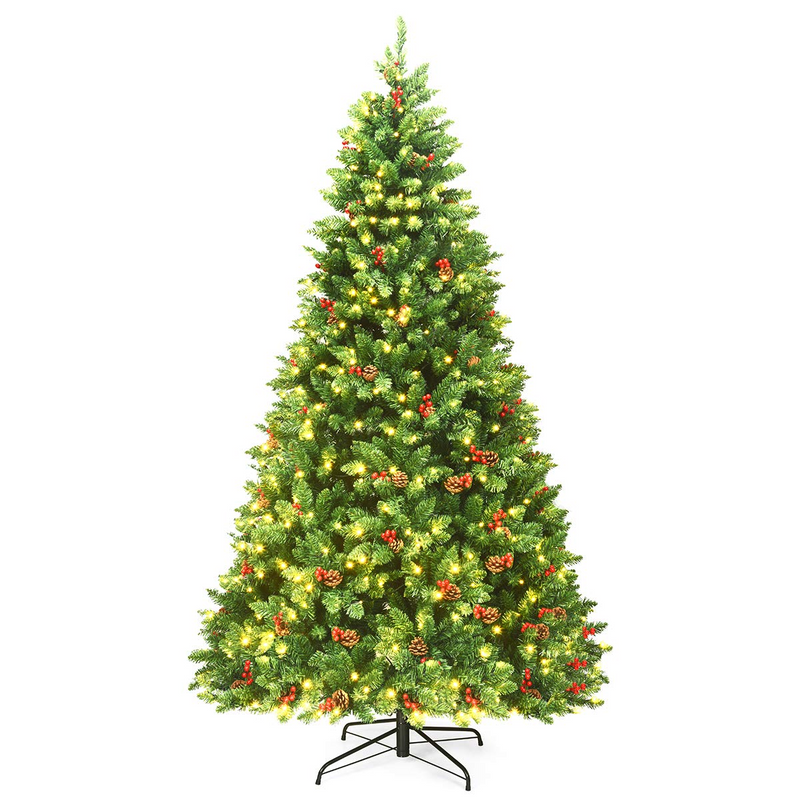 Load image into Gallery viewer, Goplus 7.5FT Pre-Lit Christmas Tree with 550 LED Lights, Hinged Artificial Christmas Tree with 1526 Branch Tips - GoplusUS
