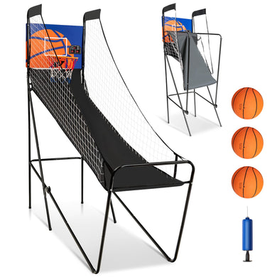 Goplus Foldable Indoor Basketball Arcade Game, Electronic Basketball Single Shootout Games Machine with 3 Balls - GoplusUS